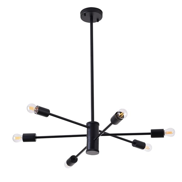 Design Living 6-Light Matte Black Modern/Contemporary Chandelier