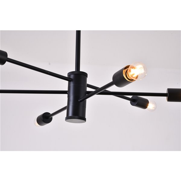 Design Living 6-Light Matte Black Modern/Contemporary Chandelier