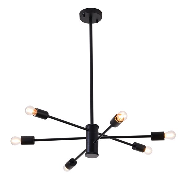 Design Living 6-Light Matte Black Modern/Contemporary Chandelier