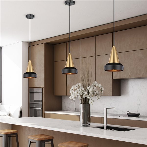 Globe Electric Monte Matte Gold Modern/contemporary Cone Standard Medium (10-22 Inches) Pendant Light