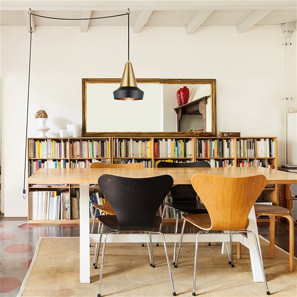 Globe Electric Monte Matte Gold Modern/contemporary Cone Standard Medium (10-22 Inches) Pendant Light