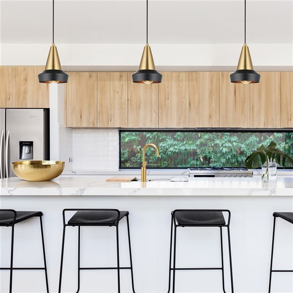 Globe Electric Monte Matte Gold Modern/contemporary Cone Standard Medium (10-22 Inches) Pendant Light