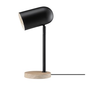 Lampe de bureau Portland de Novogratz X Globe Electric standard, réglable de 15 po noire mate avec abat-jour en métal