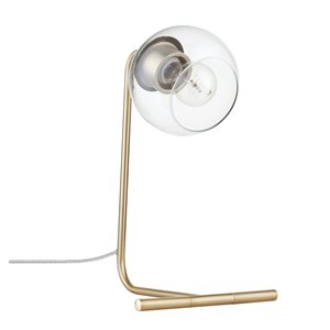 Novogratz X Globe Electric Mason 15-in Matte Gold In-line Standard Desk Lamp with Glass Shade