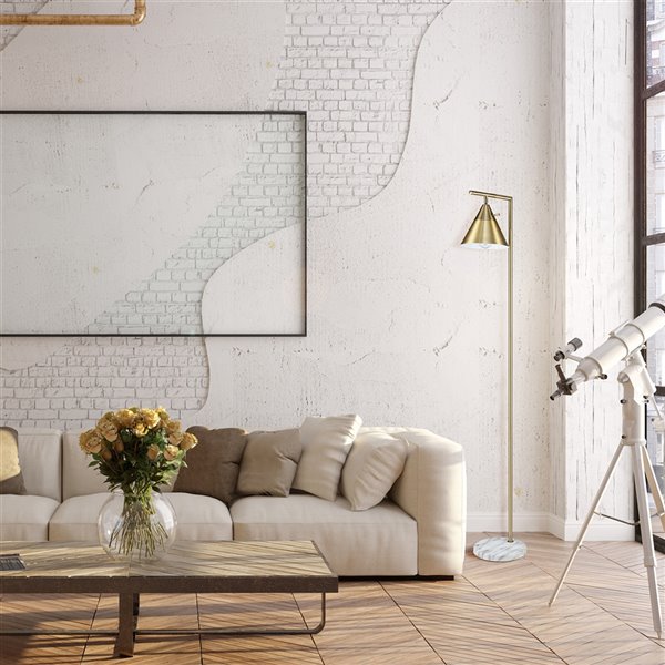 Globe Electric Tristan 65-in Matte Gold Standard Floor Lamp