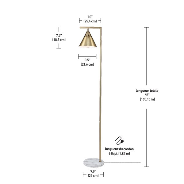 Globe Electric Tristan 65-in Matte Gold Standard Floor Lamp