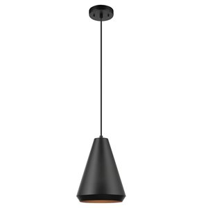 Lampe suspendue Harvey de Globe Electric, noire mate, vintage, abat-jour standard medium (10-22 po)