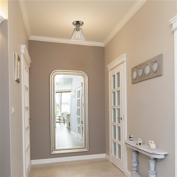 Globe Electric Flynn 6.5-in Silver Brushed Nickel Vintage Flush Mount Light