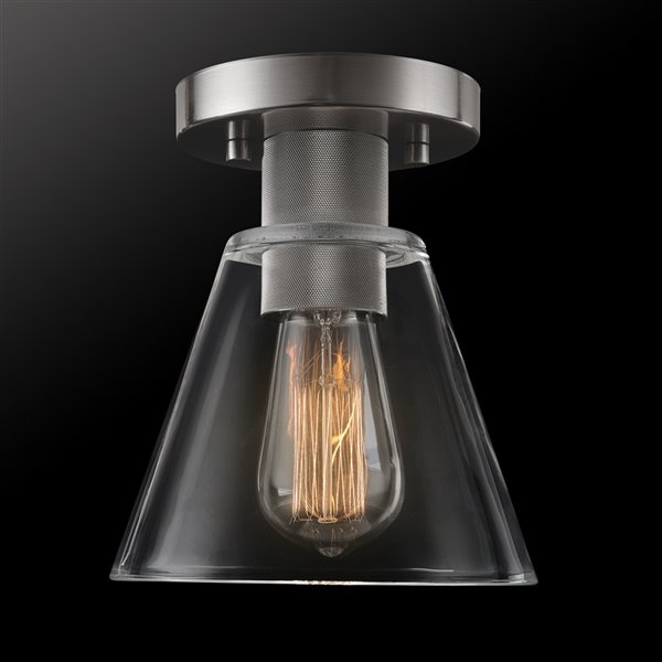 Globe Electric Flynn 6.5-in Silver Brushed Nickel Vintage Flush Mount Light