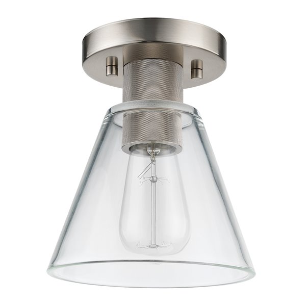 Globe Electric Flynn 6.5-in Silver Brushed Nickel Vintage Flush Mount Light