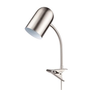 Lampe de bureau Carter de Globe Electric à pince en argent nickel brossé de 15 po avec abat-jour en métal