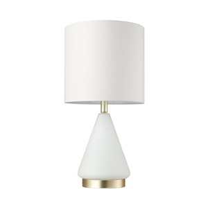 Novogratz X Globe Electric Robertson 23-in Matte White Standard Rotary Socket Standard Table Lamp With Fabric Shade