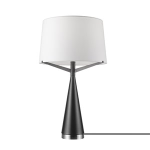 Novogratz X Globe Electric Levon 24-in Satin Brown Standard Rotary Socket Standard Table Lamp With Fabric Shade