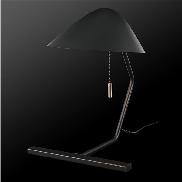 Globe Electric Belgrove 15-in Matte Black Pull-chain Standard Desk Lamp with Metal Shade
