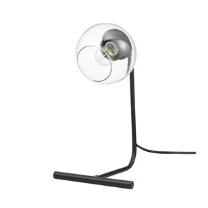 Lampe de bureau standard Livia de Globe Electricde 15 po, noire mate, avec abat-jour en verre