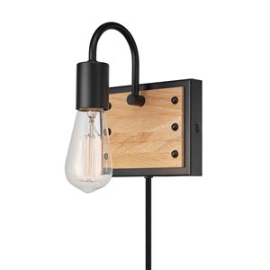 Globe Electric Oakland 6-in W 1-Light Matte Black Rustic Wall Sconce