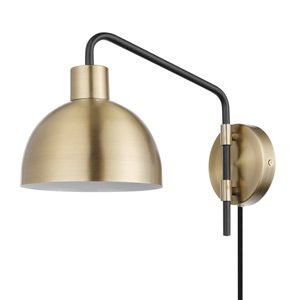 Globe Electric Dimitri 7.12-in W 1-Light Antique Brass Gold Vintage Wall Sconce