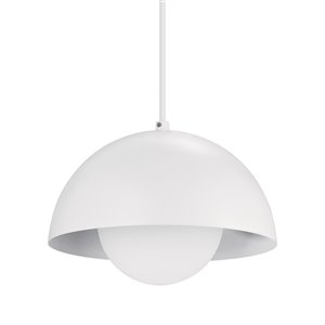 Luminaire suspendu Amelia de Globe Electric, blanche mate, moderne/contemporain abat-jour standard medium (10-22 po)