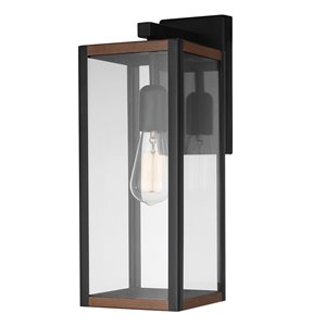 Globe Electric Bowery 16-in Matte Black Hardwired Medium Base E-26 Outdoor Wall Light