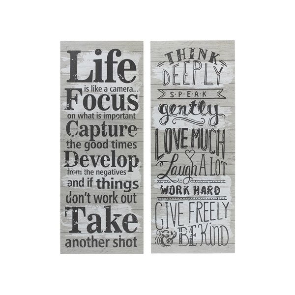 iH casadécor 29.9-in H x 11.8-in W Life Quote Wood Prints - Set of 2