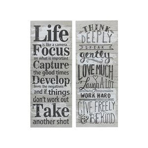 IH Casa Decor 29.9-in H x 11.8-in W Life Quote Wood Prints - Set of 2