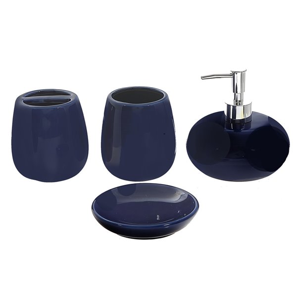 IH Casa Decor Navy Ceramic Bath Accessory Set - 4-Pieces