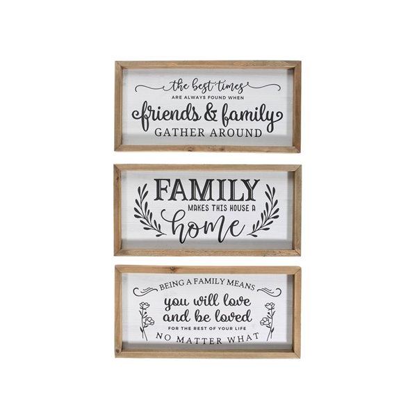 IH Casa Decor Brown Wood Framed 7.9-in H x 15.75-in W Signs - Set of 3
