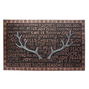 iH casadécor 32-in x 18-in Brown Rectangular Rubber Door mat