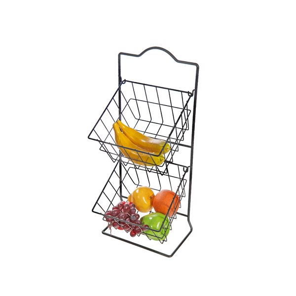 iH casadécor 2-Tier Square Metal Basket Stand