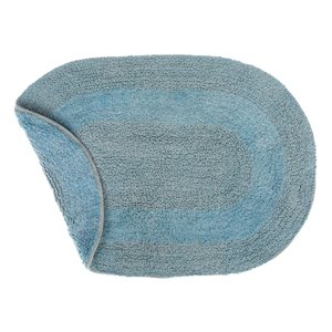 iH casadécor Reversible Blue Oval 16-in x 24-in Cotton Bath Mats - Set of 2