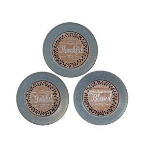 IH Casa Decor 13-in H x 13-in W Galvanized Plates with Engravings - Set of 3