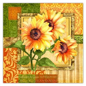 Paquet de 20 serviettes de table à 3 épaisseurs de IH CASADECOR (tournesols) - Ensemble de 6