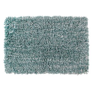 IH Casa Decor Shaggy Blue and White 20-in x 32-in Microfibre Bath Mat