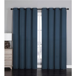 IH Casa Decor 54-in x 84-in Blue Blackout Cordless Panel Shade - Set of 2
