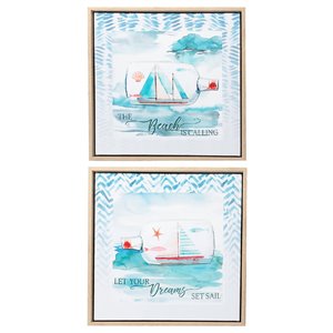 IH Casa Decor Brown Wood Framed 12-in H x 16-in W Nautical Prints - Set of 2