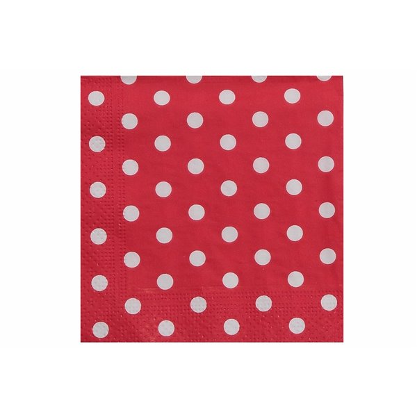 Paquet de 20 serviettes de table à 3 épaisseurs de IH Casa Decor (rouge À Pois) - Ensemble de 6