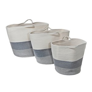 IH CASADECOR Freestanding Mixed Material Decorative Basket, 16-in X 16.5-in X 16.5-in , Grey/White
