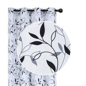 IH Casa Decor 54-in x 84-in Leafy Black Room Darkening Cordless Panel Shade - Set of 2