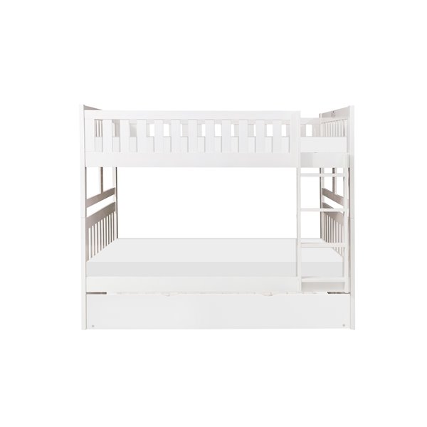 Hometrend Full/Full Bunk Bed with Trundle White