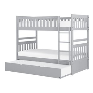 Hometrend Twin/Twin Bunk Bed with Trundle Grey