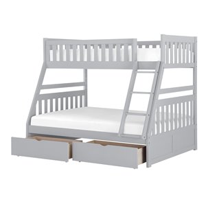 Hometrend Twin/Full Bunk Bed with Storage Grey