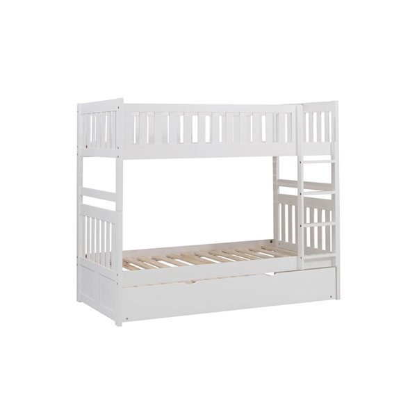 Hometrend Twin/Twin Bunk Bed with Trundle White