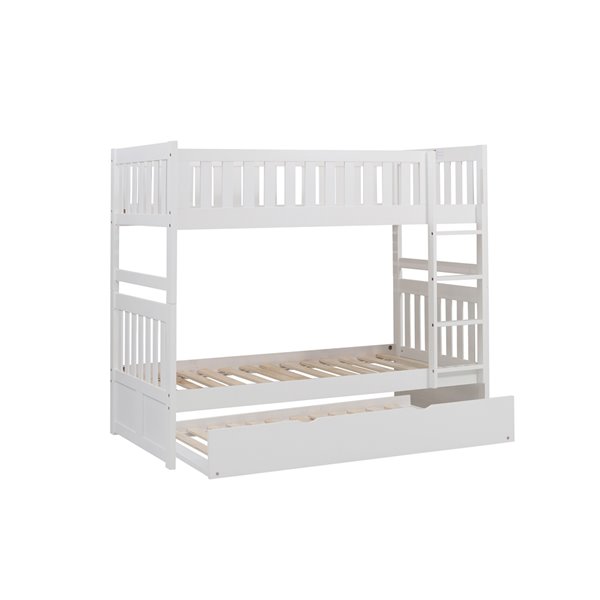 Hometrend Twin/Twin Bunk Bed with Trundle White