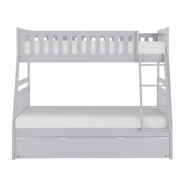 Hometrend Twin/Full Bunk Bed with Trundle Grey