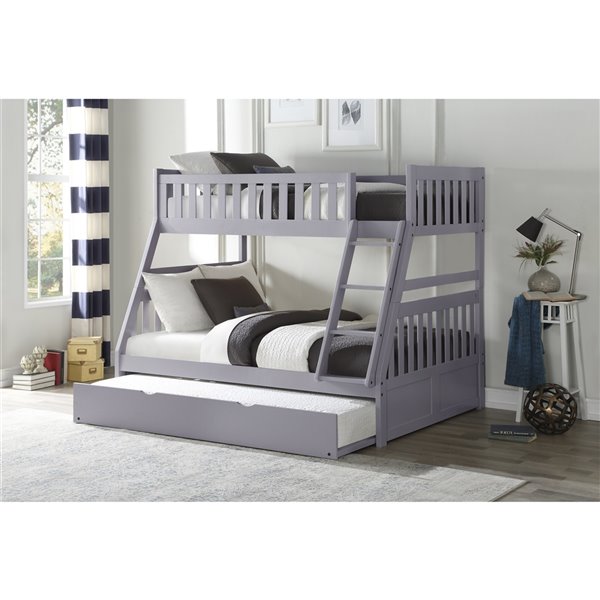Hometrend Twin Full Bunk Bed With, Double Full Bunk Bed With Trundle