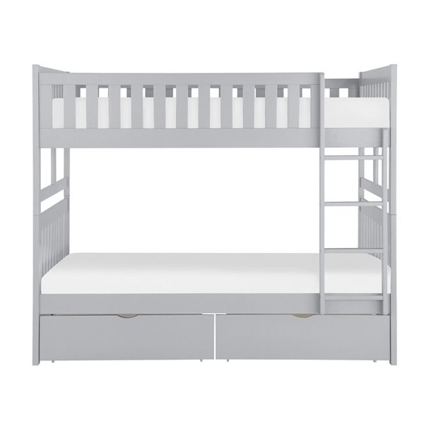 Hometrend Full/Full Bunk Bed with Storage Grey