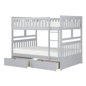 Hometrend Full/Full Bunk Bed with Storage Grey