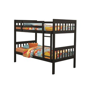 Lit superposé HomeTrend simple sur simple, espresso foncé