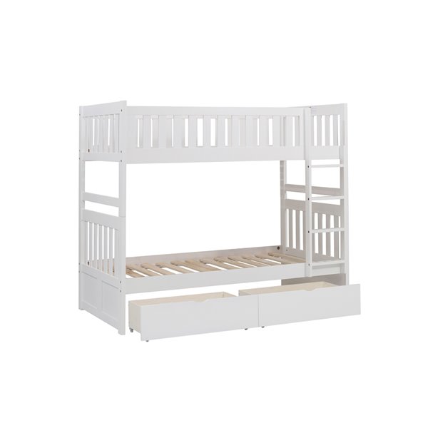 Hometrend Twin/Twin Bunk Bed with Storage White