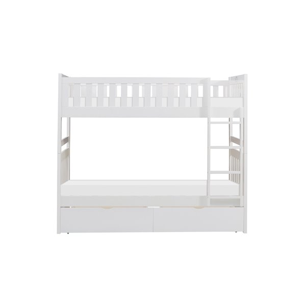 Hometrend Twin/Twin Bunk Bed with Storage White